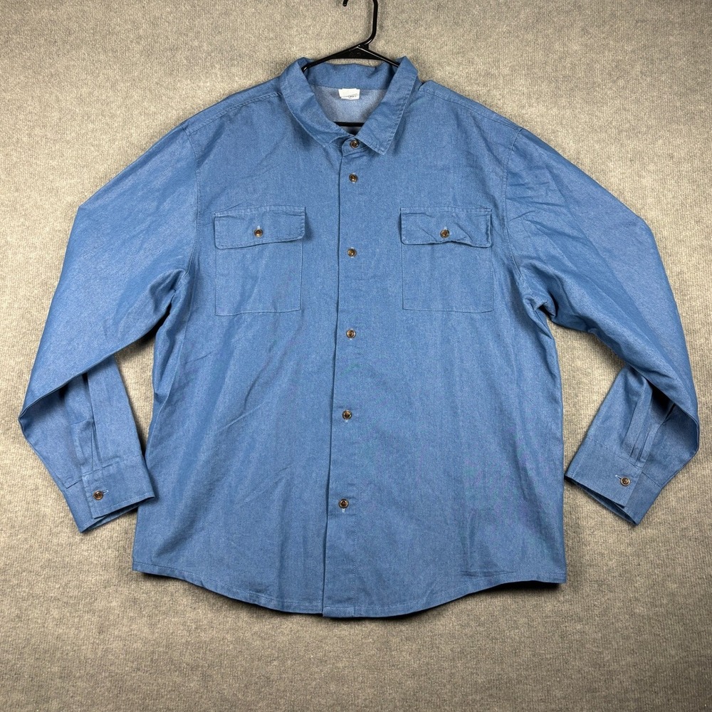 Jurassic Park Button Down Shirt Long Sleeve Dual Pocket XL Blue Denim‎ Wash